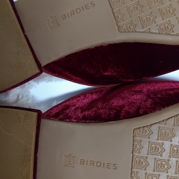 Birdies | The Phoebe Crushed Velvet Bow House Slippers in Burgundy Womens Size 6 - Picture 15 of 16